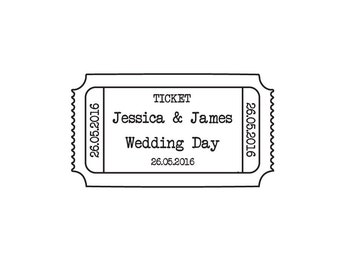 Custom Wedding Stamp, Save the date stamp ticket