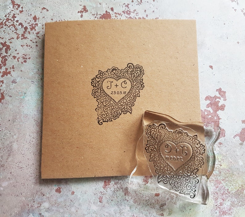 Custom Wedding Stamp initials name stamp monogram stamp heart