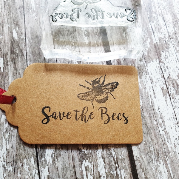Save the Bees, Favour tags, Wedding Favour Tags, Stamp for flowers seeds, Bees