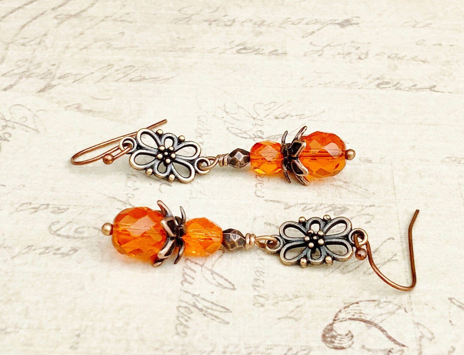 Orange - Hand Carved Bamboo Wooden Earrings 17