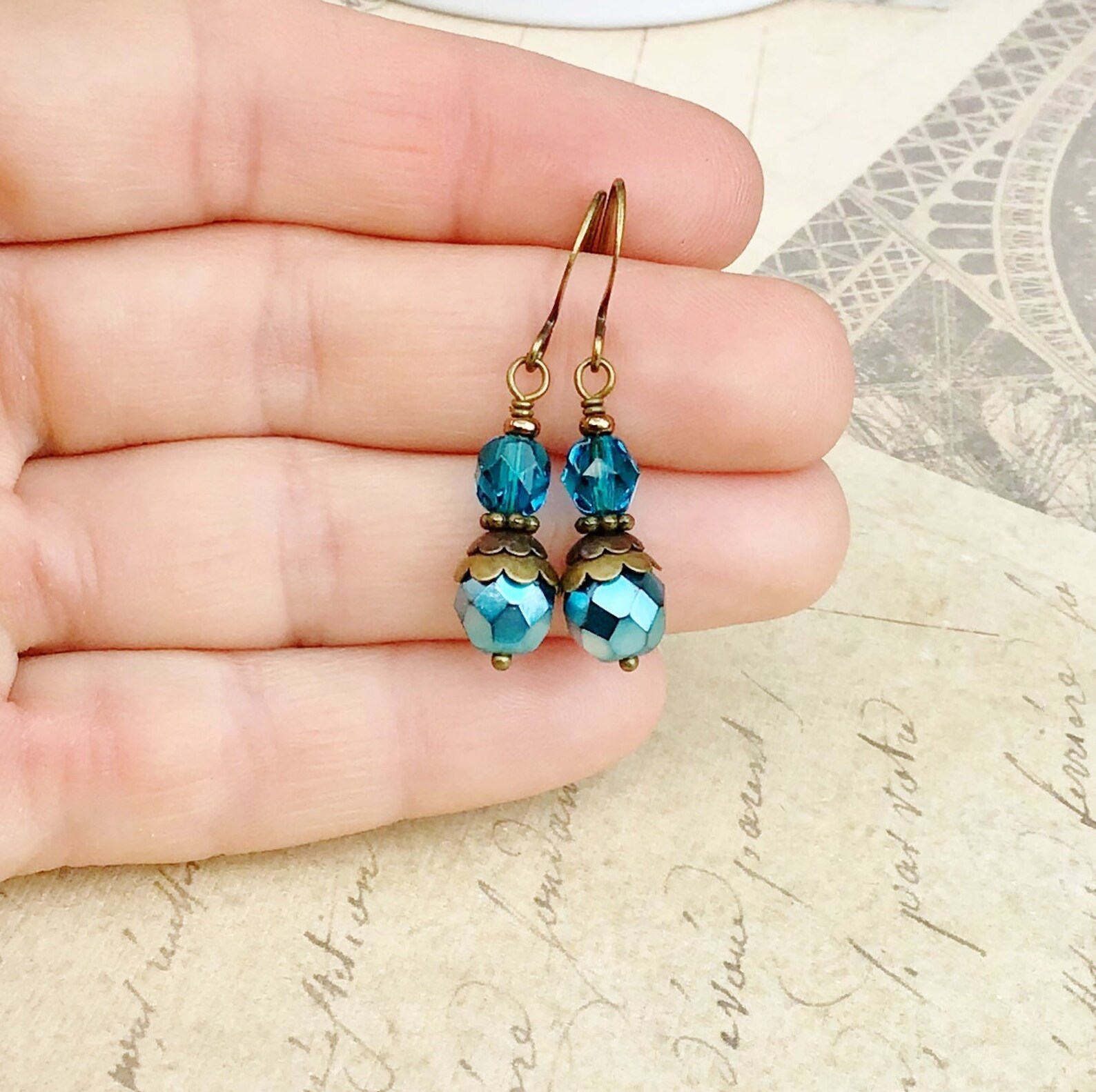 Aqua Earrings Blue Earrings Teal Earrings Aqua Blue Etsy