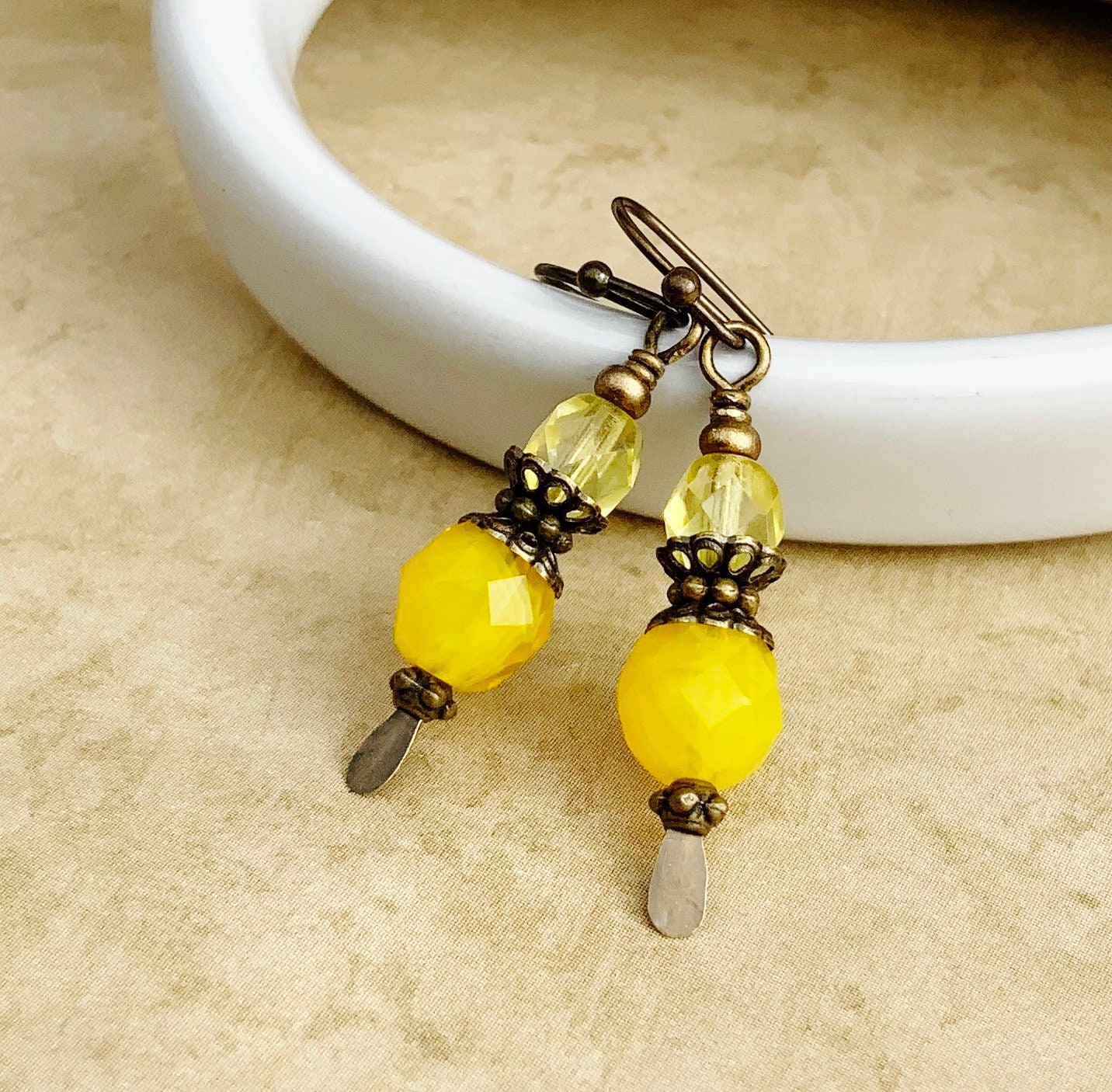 Yellow Earrings Bright Yellow Earrings Yellow Gold Earrings Etsy UK