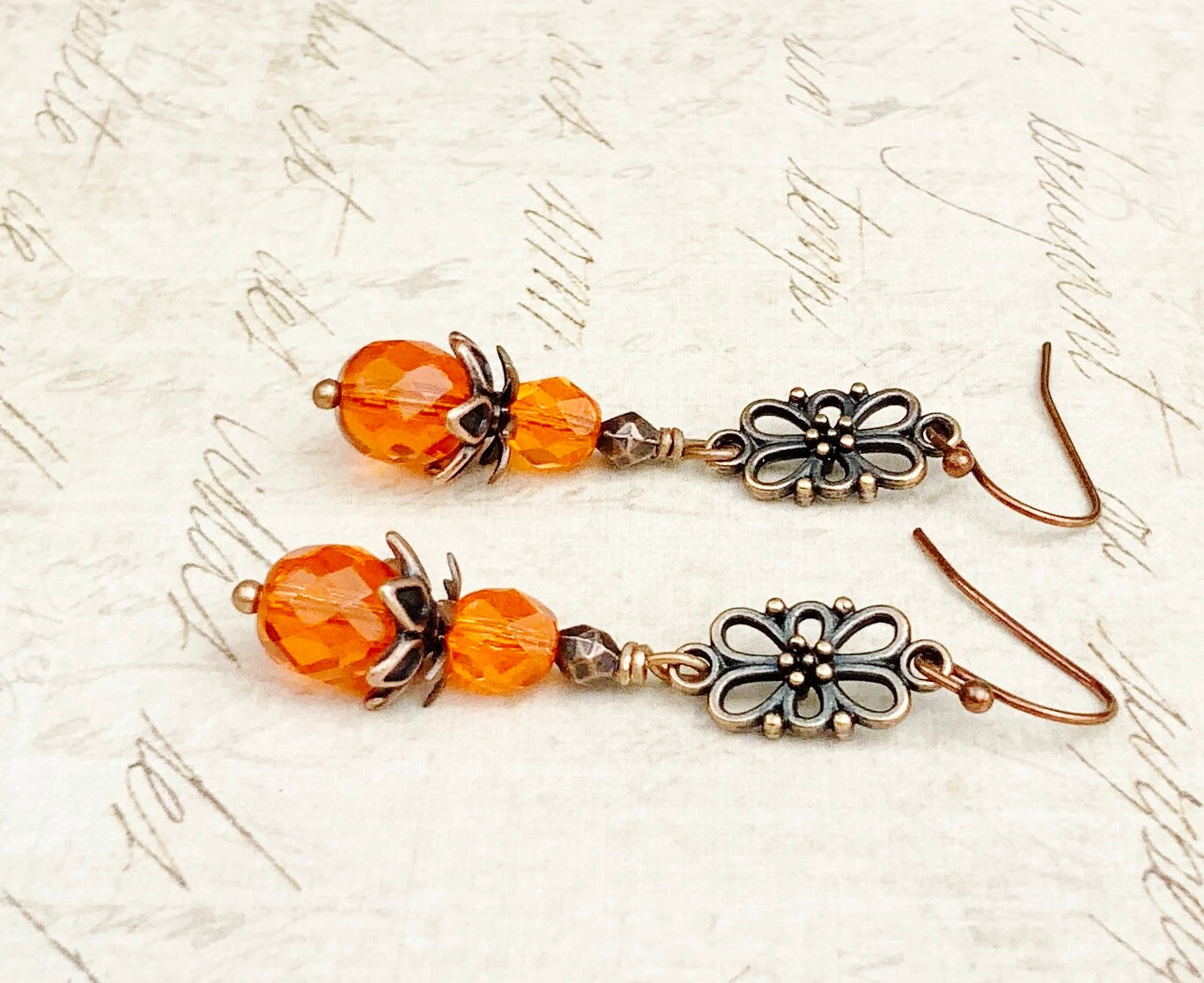 Orange - Hand Carved Bamboo Wooden Earrings 17 main image 1