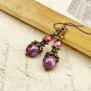 Victorian Earrings, Amethyst Earrings, Purple Earrings, Vintage Look Earrings, Czech Glass Beads, Amethyst Gold Earrings, Unique Earrings image 7