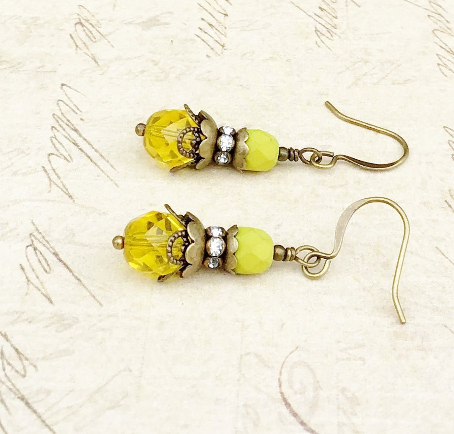 Yellow Earrings Bright Yellow Earrings Dainty Earrings Etsy