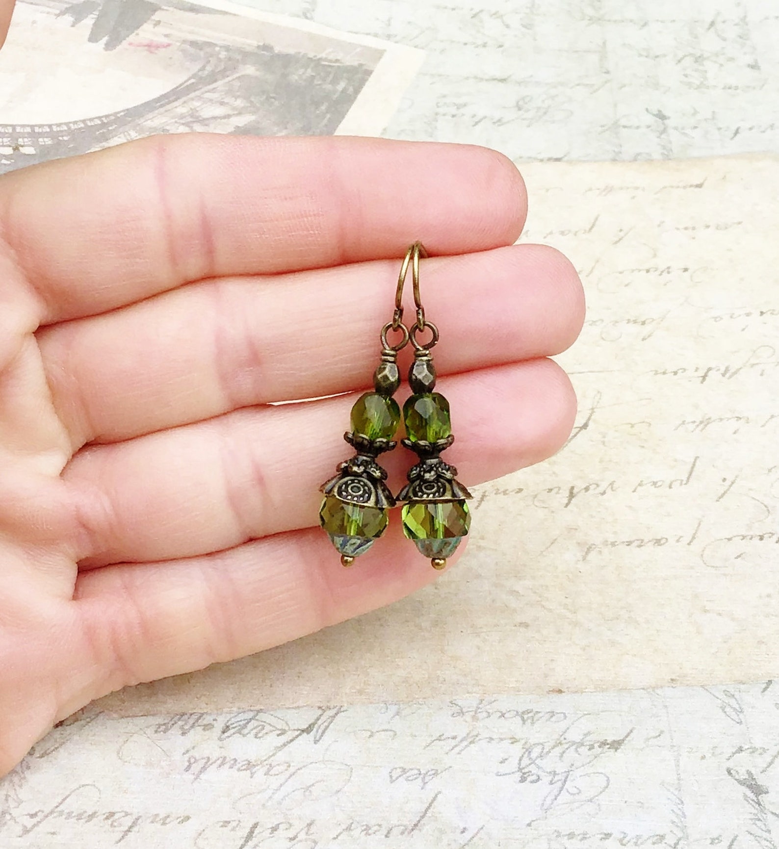 Green Earrings Olive Green Earrings Olive Earrings Green Etsy