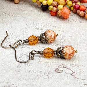 Topaz Earrings, White Earrings, White Topaz Earrings, Yellow Earrings, Yellow Gold Earrings, Czech Glass Beads, Victorian Earrings, Gifts