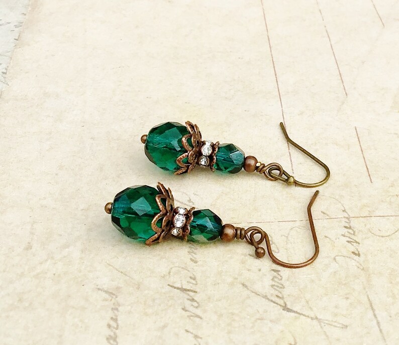 Emerald Earrings Green Earrings Copper Earrings Emerald | Etsy