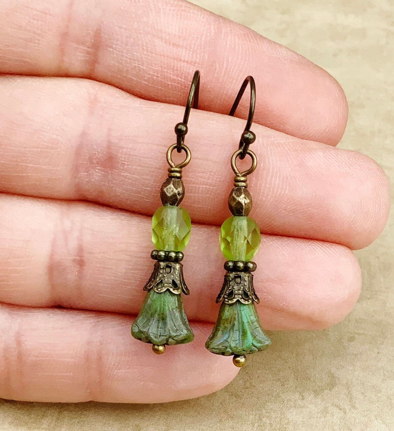Green Earrings Olive Earrings Olive Green Earrings Green Etsy