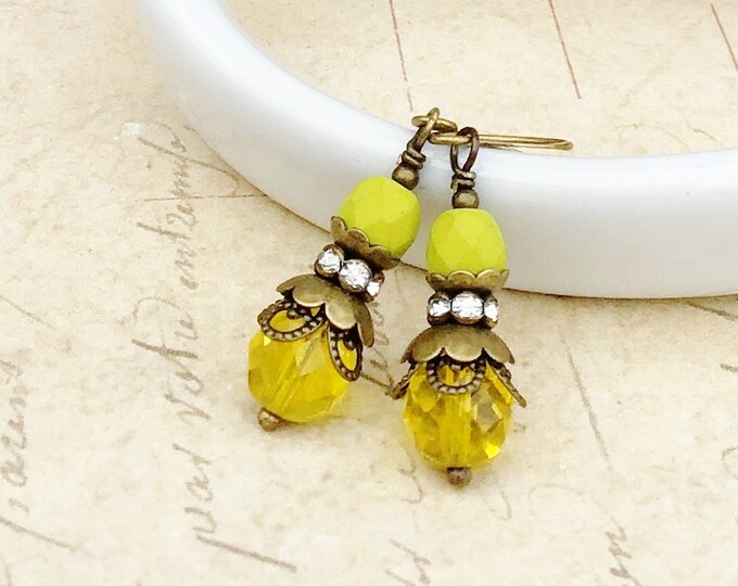 Yellow Earrings Bright Yellow Earrings Dainty Earrings Etsy