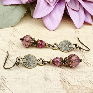 Amethyst Earrings, Purple Earrings, Purple Amethyst Earrings, Victorian Earrings, Long Purple Earrings, Czech Glass Beads, Gifts for Her