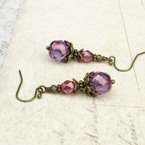 Victorian Earrings, Amethyst Earrings, Purple Earrings, Vintage Look Earrings, Czech Glass Beads, Amethyst Gold Earrings, Unique Earrings image 3