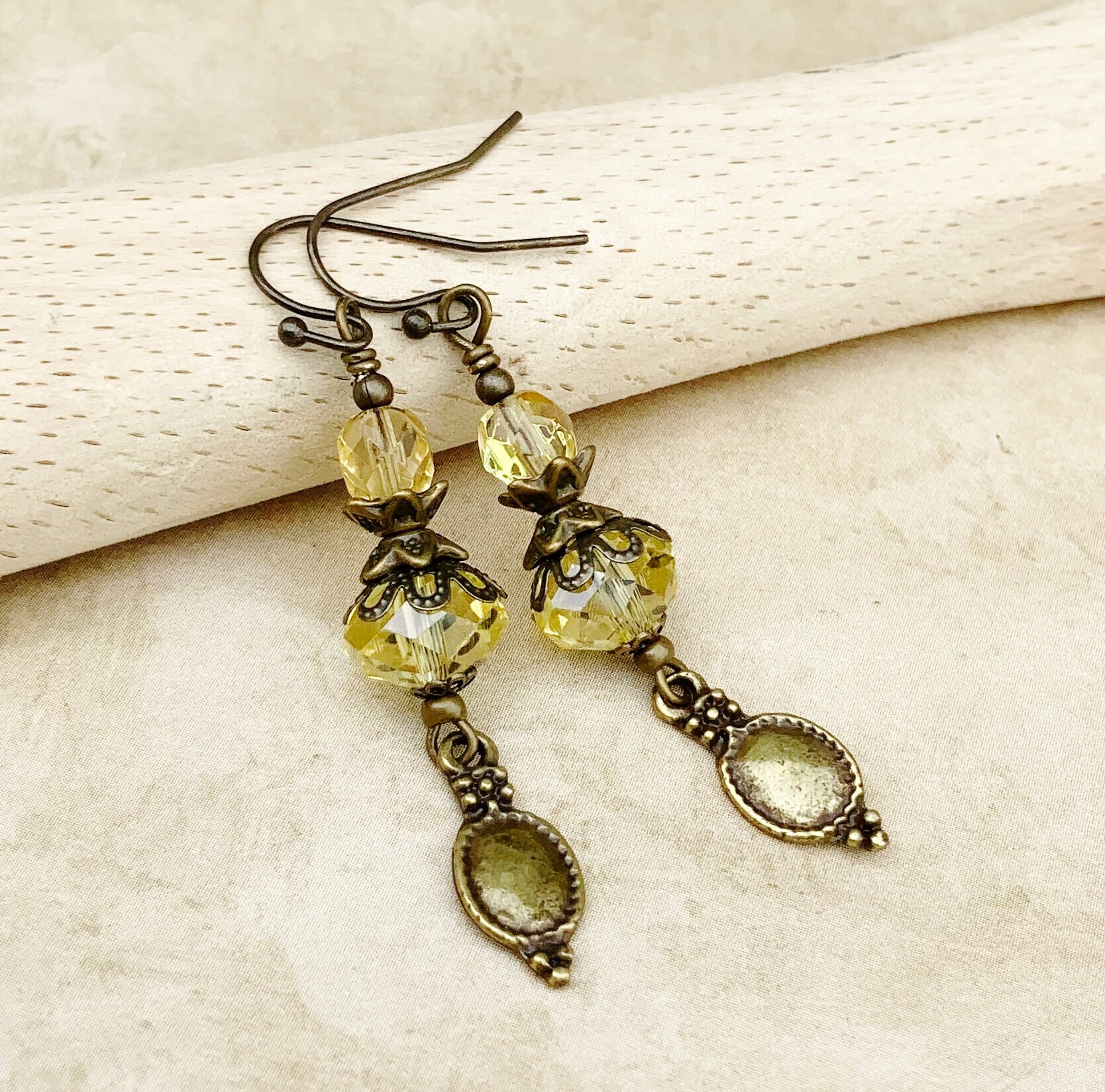 Yellow Earrings Light Yellow Earrings Yellow Gold Earrings Etsy