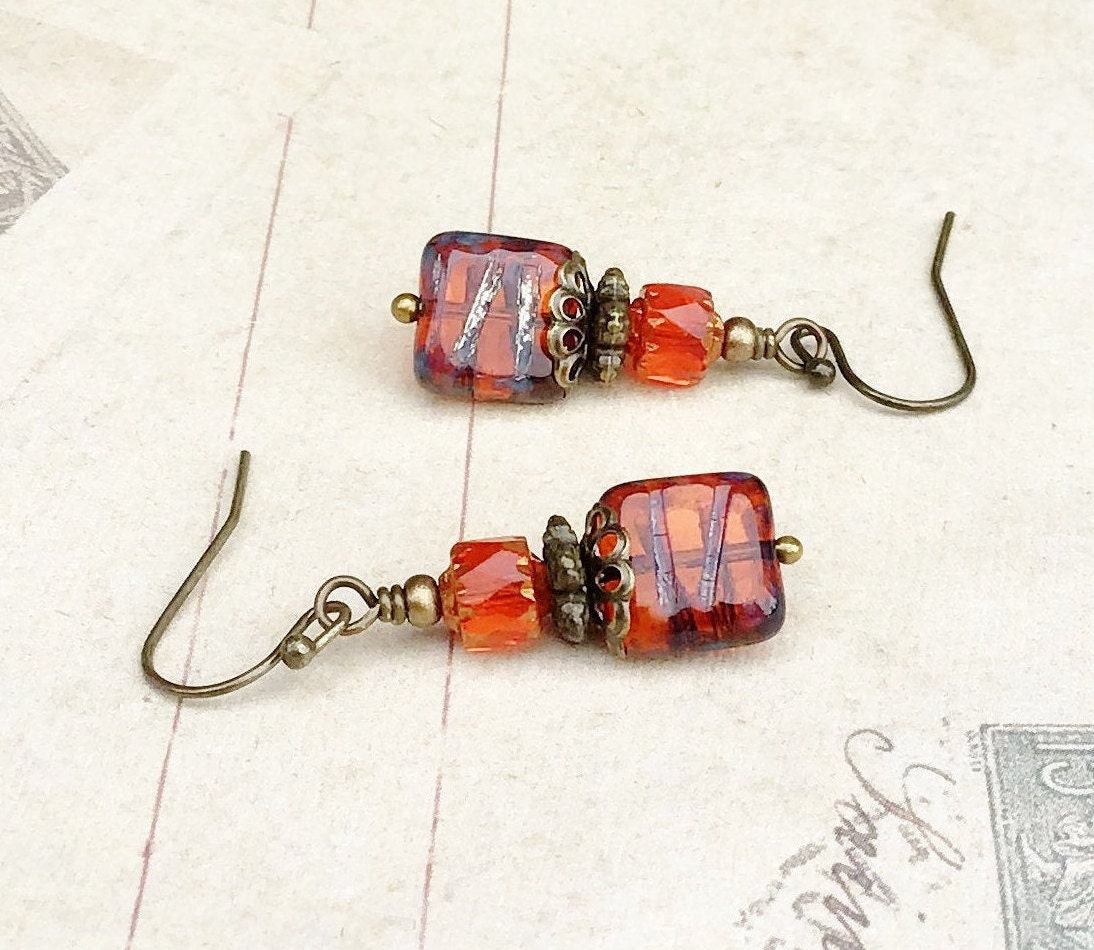 Red orange earrings Clearance