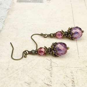 Victorian Earrings, Amethyst Earrings, Purple Earrings, Vintage Look Earrings, Czech Glass Beads, Amethyst Gold Earrings, Unique Earrings image 5