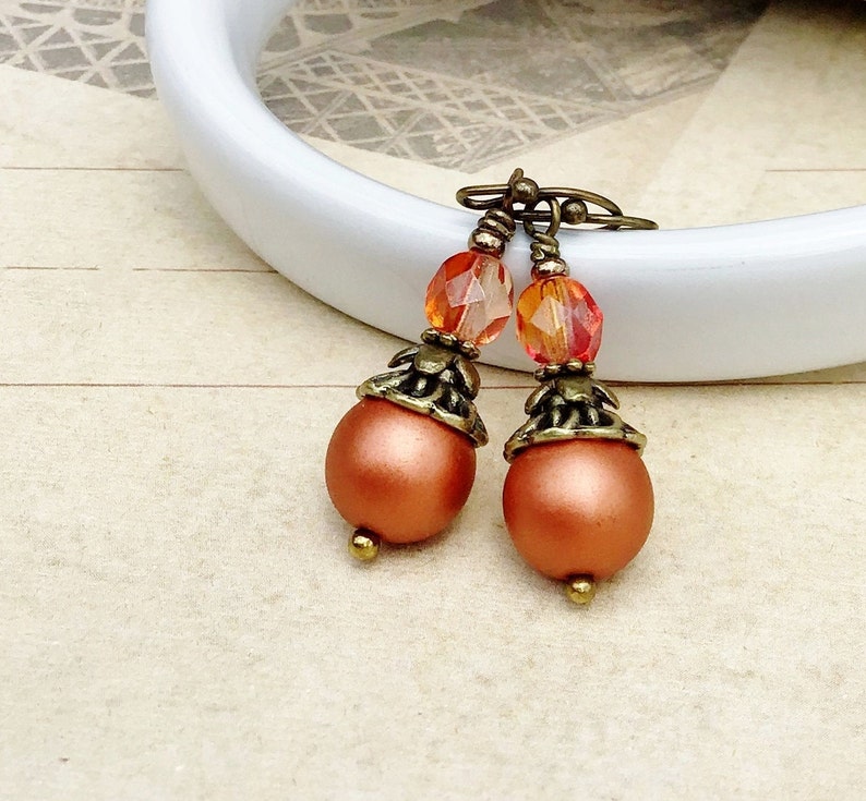 Orange Earrings Orange Gold Earrings Fire Opal Earrings Etsy