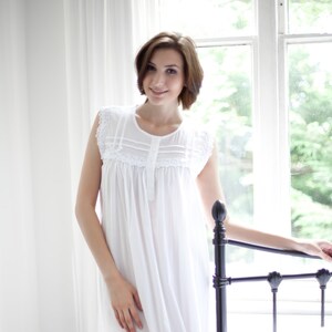 White cotton nightdress sleeveless clearance