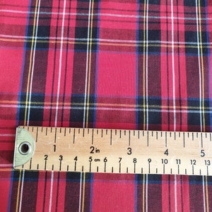 Cotton Fabric Red Tartan Check Craft Fabric Material Metre image 3