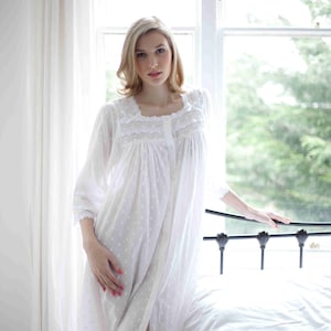 100% Cotton Victorian Style White Cotton Nightdress / Housecoat by Cottonreal Jay image 1