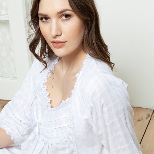 100 Cotton Victorian Style White Cotton Bed Jacket by Etsy