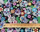 100 Cotton Sugar Skulls Print Fabric - Día de Muertos - Day of the Dead - Various Colours (CP0312)