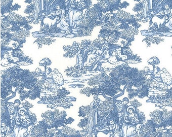 Tissu en coton - Imprimé saule bleu et blanc - Tissu artisanal au mètre