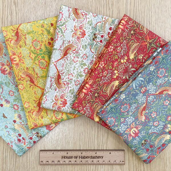 Fat Quarter Bundle - William Morris Strawberry Thief Collection - Craft Fabric Material