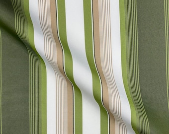 Outdoor Garden Fabric - Woolacombe - Olive Green Stripe Water Repellent Fabric