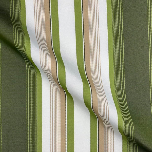 Outdoor Garden Fabric - Woolacombe - Olive Green Stripe Water Repellent Fabric