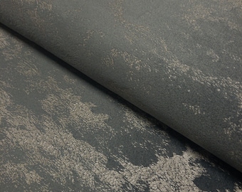 Upholstery Fabric Avalon Marbled Velour Velvet Curtain Cushion Material - Shadow Grey & Silver