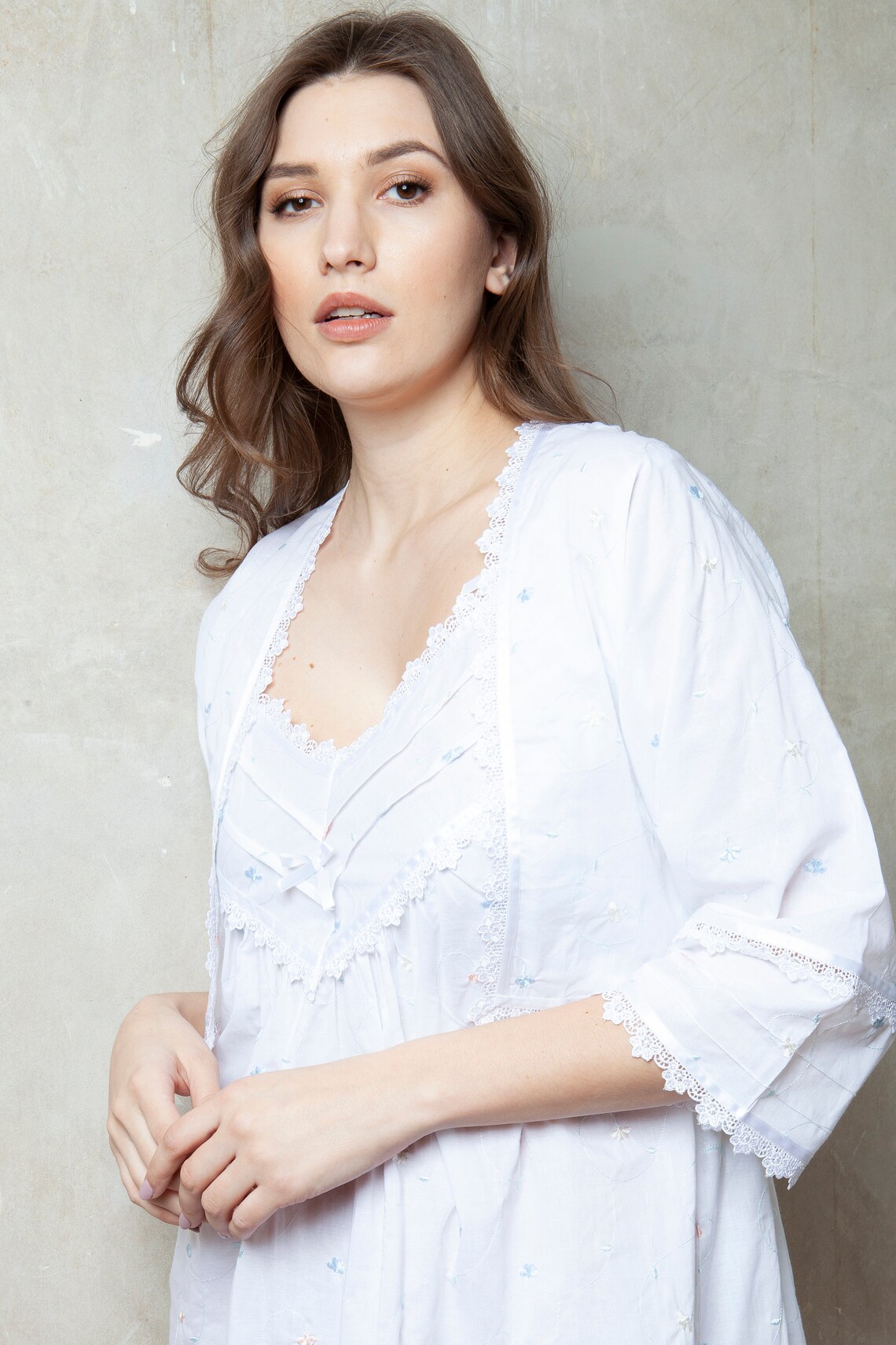 100 Cotton Victorian Style White Cotton Bed Jacket With Etsy