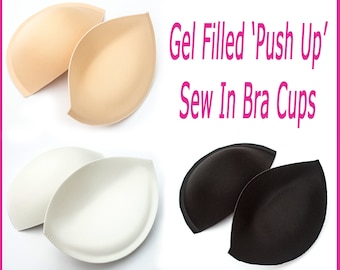 Quality Sew in Bra Cups - Gel Filled 'PUSH UP' Bra Cups - Ivory, Nude or Black - A/B or B/C Cup - Great for Dressmaking & Bridal Alterations