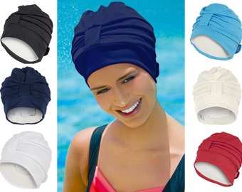 Retro Style Swim Cap - Fashy Turban Swim Hat - Assorted Colours Swimming Hat - Swim Cap - One Size  - Vintage Style Swim Cap 3473