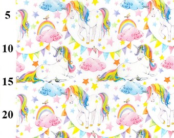 Cotton Fabric Rainbow Unicorns Navy Blue Cotton Craft Kids Fabric Material Metre 