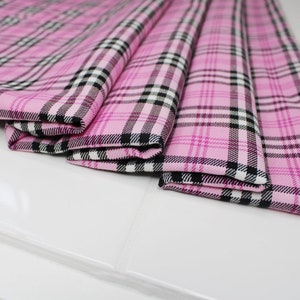 Tartan Fabric - Pink Tartan Check - Polyviscose Craft Fabric Material Metre