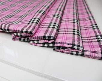Tartan Fabric - Pink Tartan Check - Polyviscose Craft Fabric Material Metre