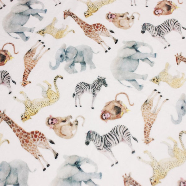 Super Soft Safari Animal Print Cuddle Fleece Fabric - Wild Animals Bubs Fleece