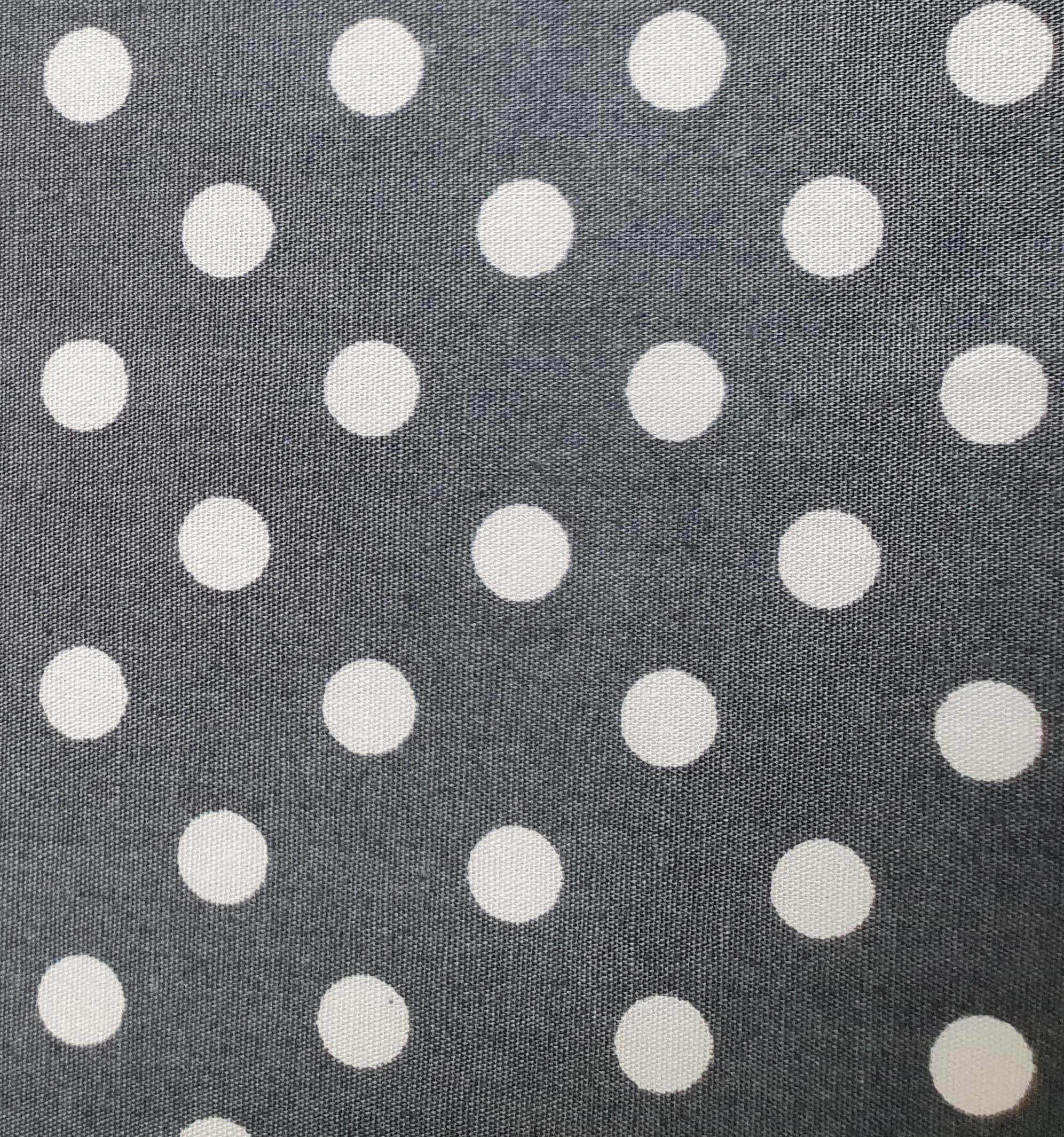 100 Cotton Fabric Grey & White Polka Dots Spots Print Etsy UK