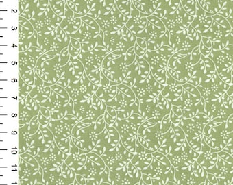 Cotton Blender Fabric - Meadow Green Floral Vine - Craft Fabric Material Metre