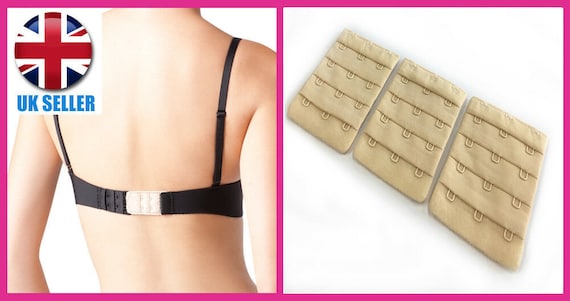 Bra Extenders 3 PACK 3 Hook 55mm NUDE Bra Extension Strap 