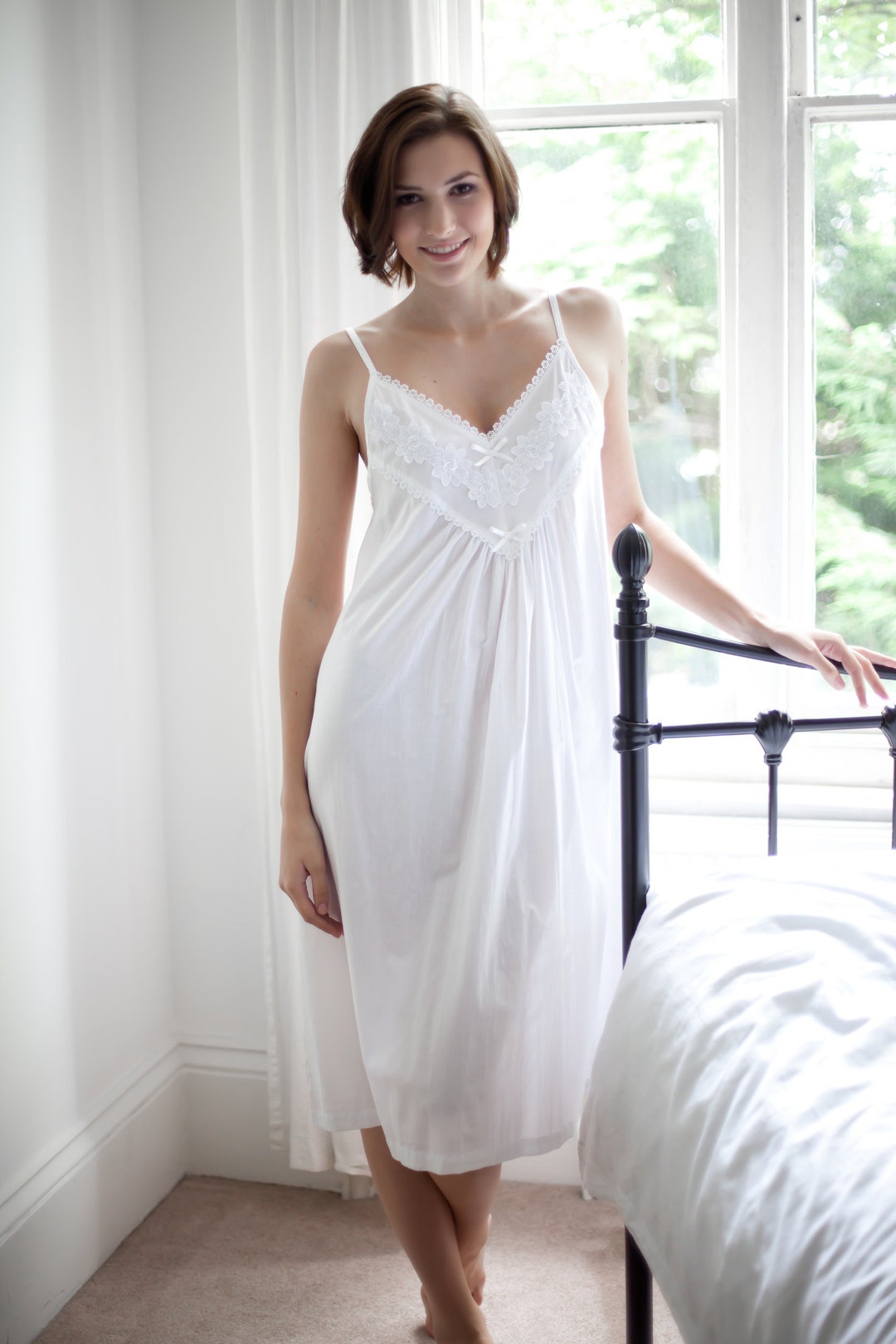 Long white top cotton nightdress