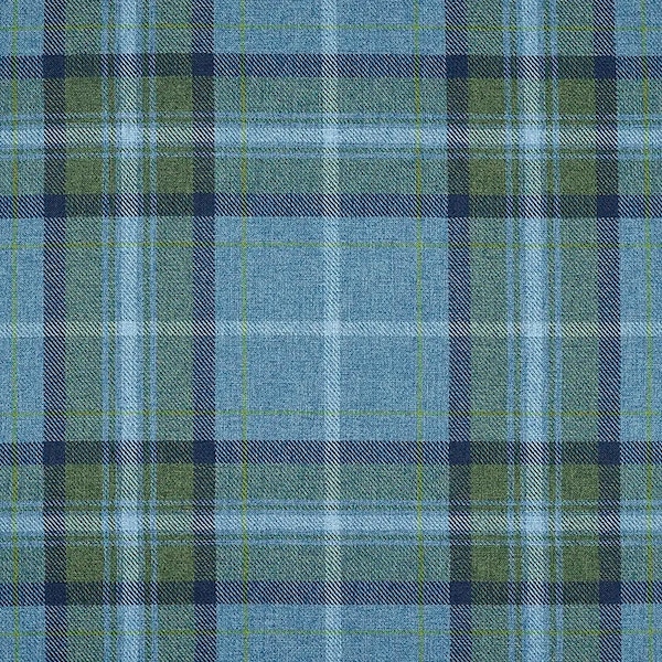 Tissu d'ameublement simili laine Grampian pour coussin de rideau - carreaux écossais bleus et verts