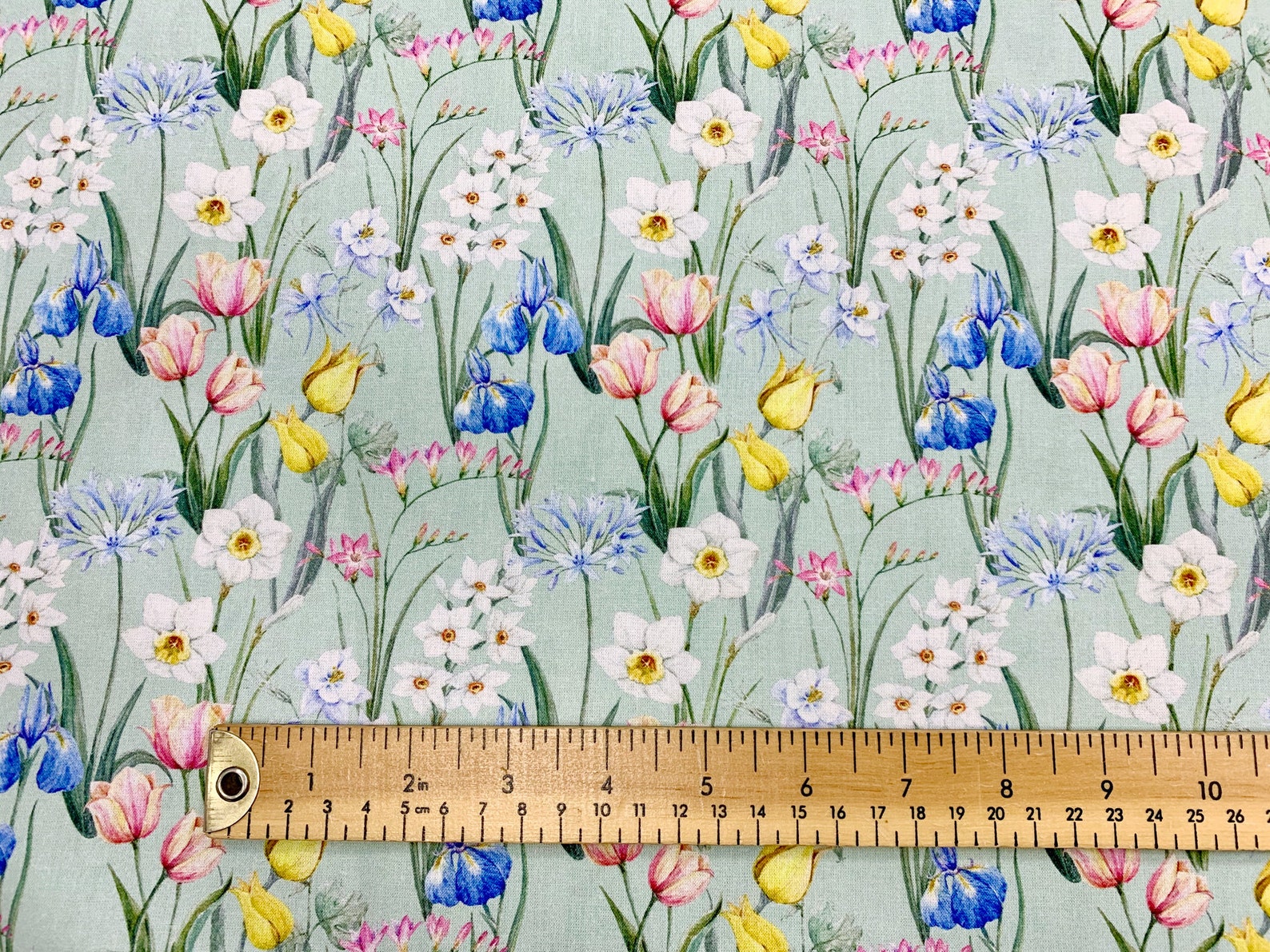 Spring Floral Fabric Daffodils Iris Poppy Print Fabric 100 Etsy