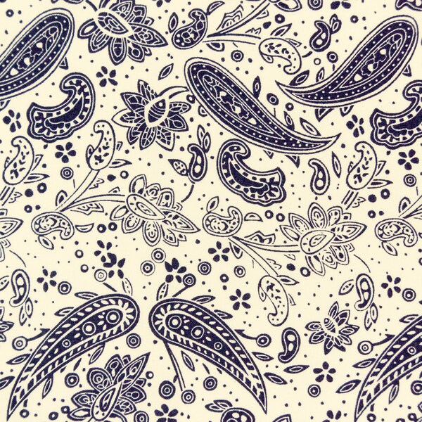 Navy Blue Paisley Fabric - Etsy
