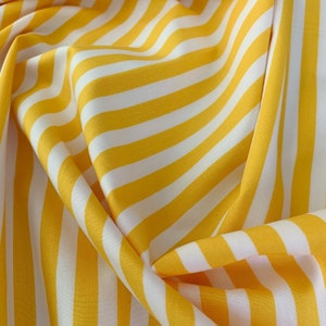 Cotton Fabric - Yellow & White Stripe Print - Craft Fabric Material Metre