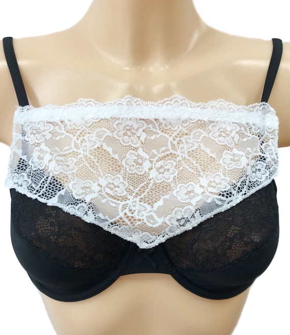 Modesty Panel White Lace Bra Insert Instant Camisole Chest Cover Up 