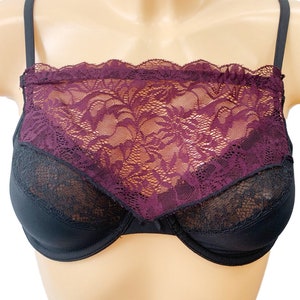 Modesty Panel Lace Bra Insert Instant Camisole Cleavage Cover Black Navy White Purple image 8