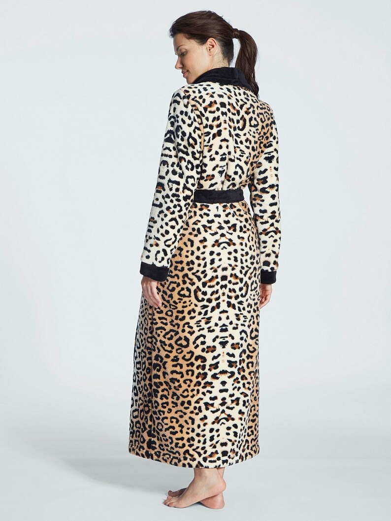 Ladies Leopard Print Dressing Gown Microvelour Super Soft Etsy
