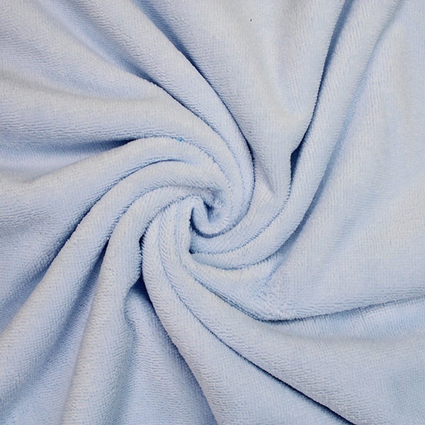 Super Soft Bamboo Terry Towelling Fabric - Baby Blue