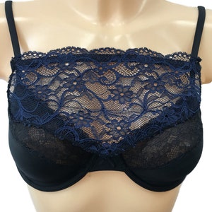 Modesty Panel Lace Bra Insert Instant Camisole Cleavage Cover Black Navy White Purple image 4